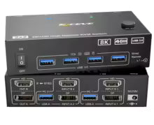 4K@144Hz KVM Switch 2 Monitors 2 Computers 8K@60Hz,HDMI + Displayport Dual Monitor KVM with 4 USB 3.0 Port for Keyboard Mouse Bratia Tools