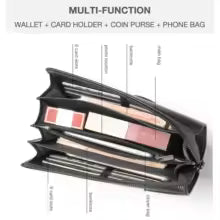 Business Casual Men’s Clutch Wallet – Multi-Layer Long Wallet with Zipper & Card Slots
