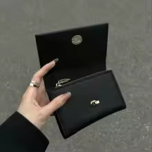 Exquisite Black Women’s Wallet – Compact Card Holder with Multiple Slots
