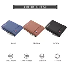 2025 New Men’s Short Wallet – Small Multifunctional PU Leather Card Holder with Zipper