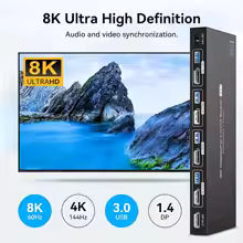 Navceker 8K DisplayPort KVM Switch – 1 Monitor, 4 Computers, 4K 144Hz | USB 3.0 Bratia Tools