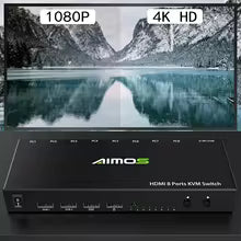 AIMOS HDMI KVM Switch 8 In 1 Out Switch Share Monitor Mouse Keyboard HDMI Switcher 4K to 30Hz for Laptop, PC, PS4 Bratia Tools